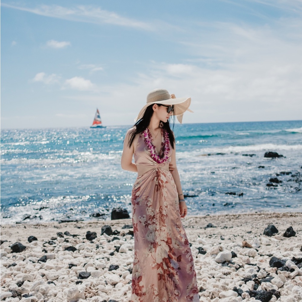 Reformation Floral Maxi Dress in Cream and Pink